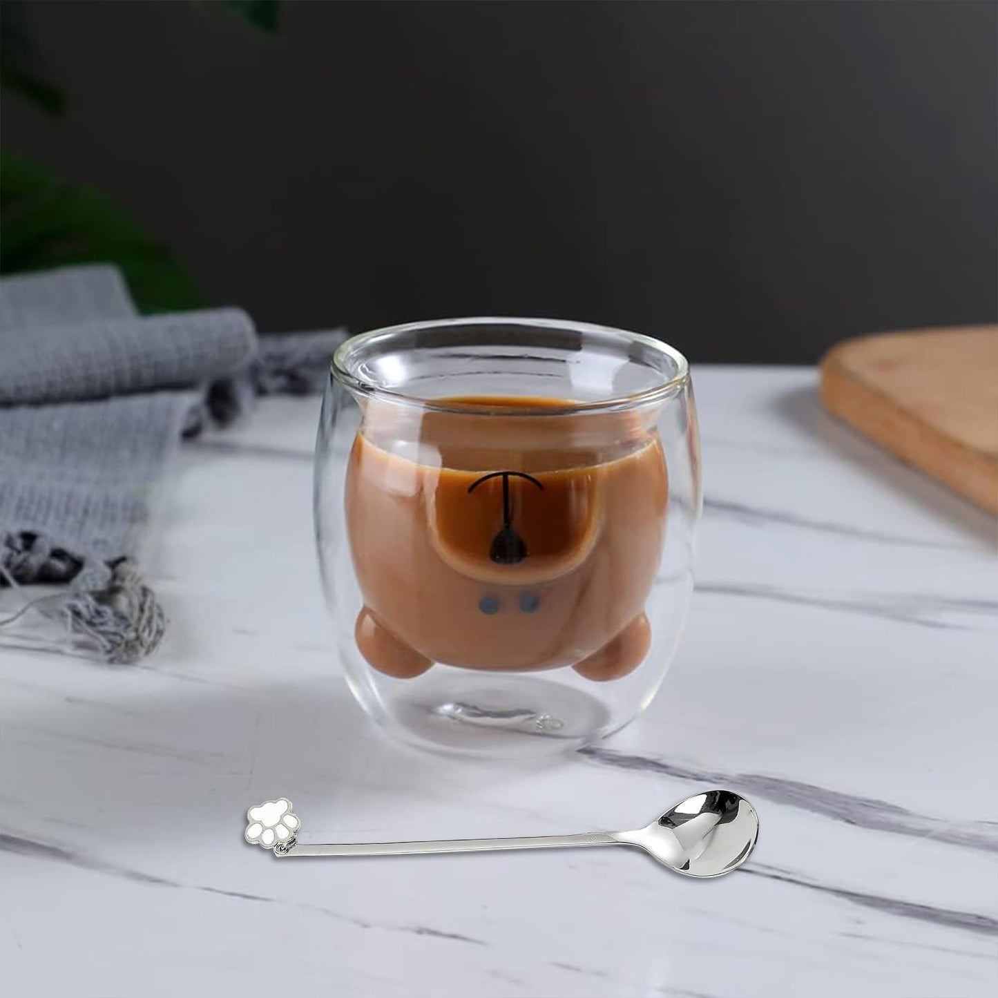 Taza de Café con Aislamiento de Doble Pared Oso Feliz para Oficina y Cumpleaños