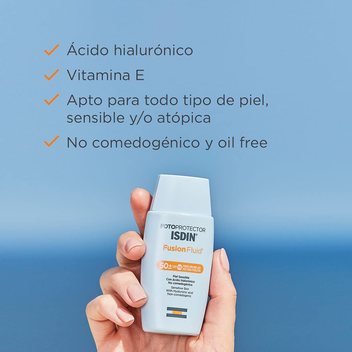 Isdin Fotoprotector spf 50+ Gel Crema Dry Touch 50 ml - Protector Solar + Fotoprotector Fusion Fluid SPF 50+, Protector Solar Facial, Innovadora textura ultraligera que se funde con tu piel, 50ml