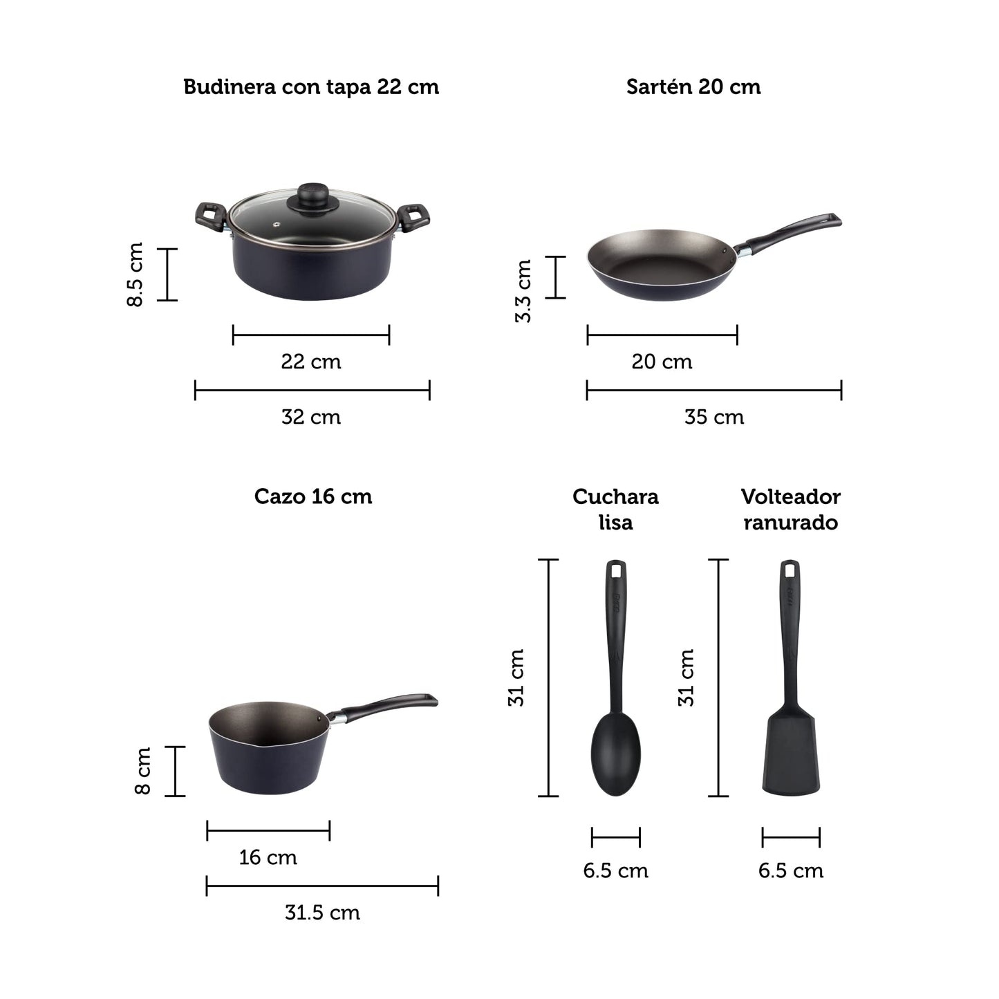 Batería de Cocina Ekco Azul Antiadherente 6 Piezas