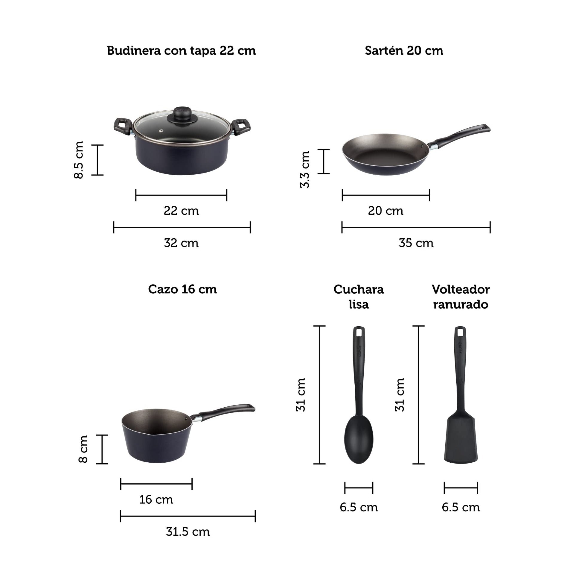 Batería de Cocina Ekco Azul Antiadherente 6 Piezas