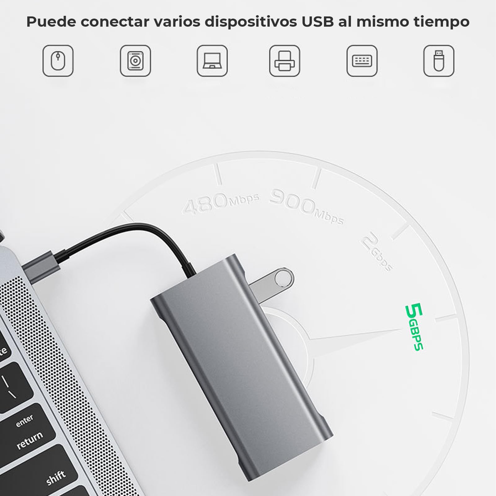 Adaptador USB C WULAR Plata 11 en 1 con HDMI 4K y Docking Station Compatible con MacBook Pro/Air