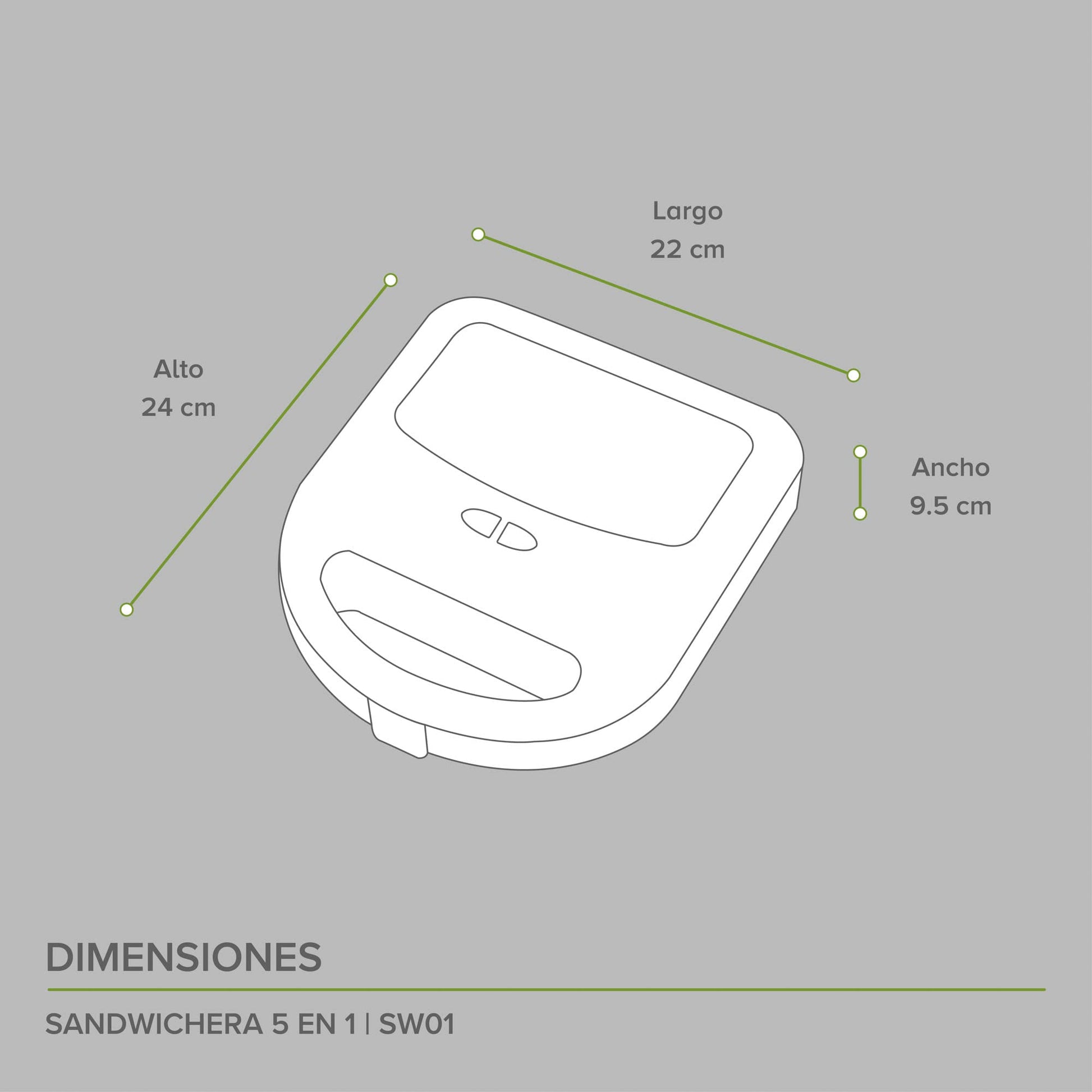 AVERA Sandwichera 5 en 1 (Incluye Placas para Waffles, Hot Cakes, Parrilla Panini Sandwich y Donitas), Sandwichera Electrica, Sanwichera | Color Negro | SW01
