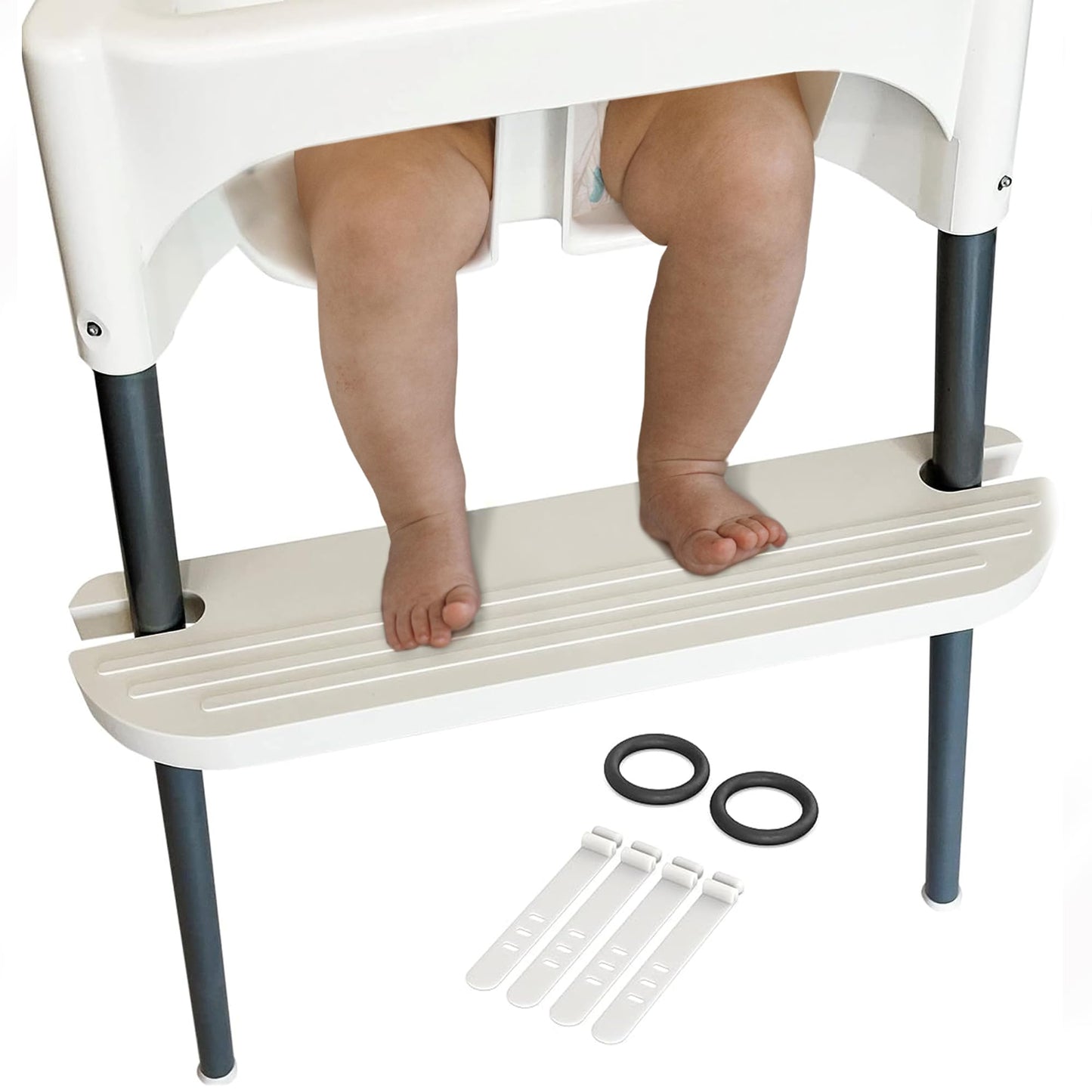 Reposapiés blanco IKEA para silla alta, compatible con sillas antilop | Reposapiés ajustable, reversible y antideslizante para silla IKEA – Fabricado con polipropileno duradero – (19.7 x 4.7 x 1 pulgadas)