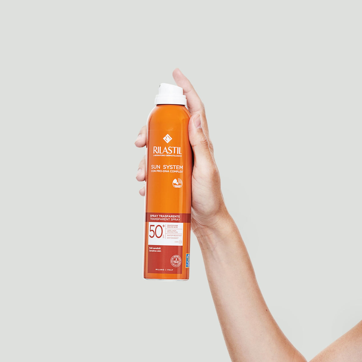 Rilastil Sun System - Transparent Spray SPF50+ Protezione Solare Corpo, 200ml