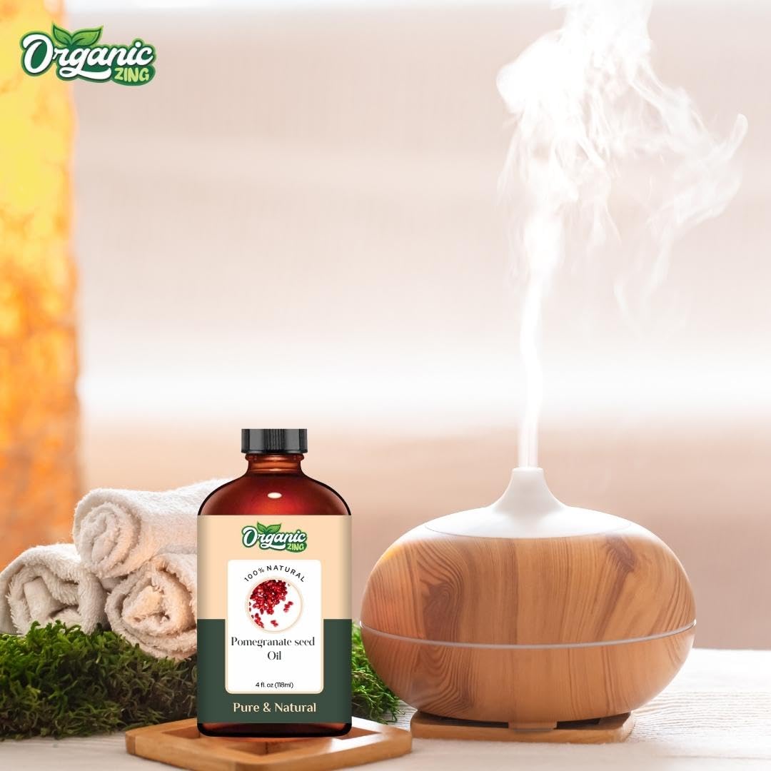 Organic Zing Pomegranate Seed Oil Pure & Natural for Skin, Face, Hair Care, Aroma therapy, Diffuser, Conditioner - 118ml