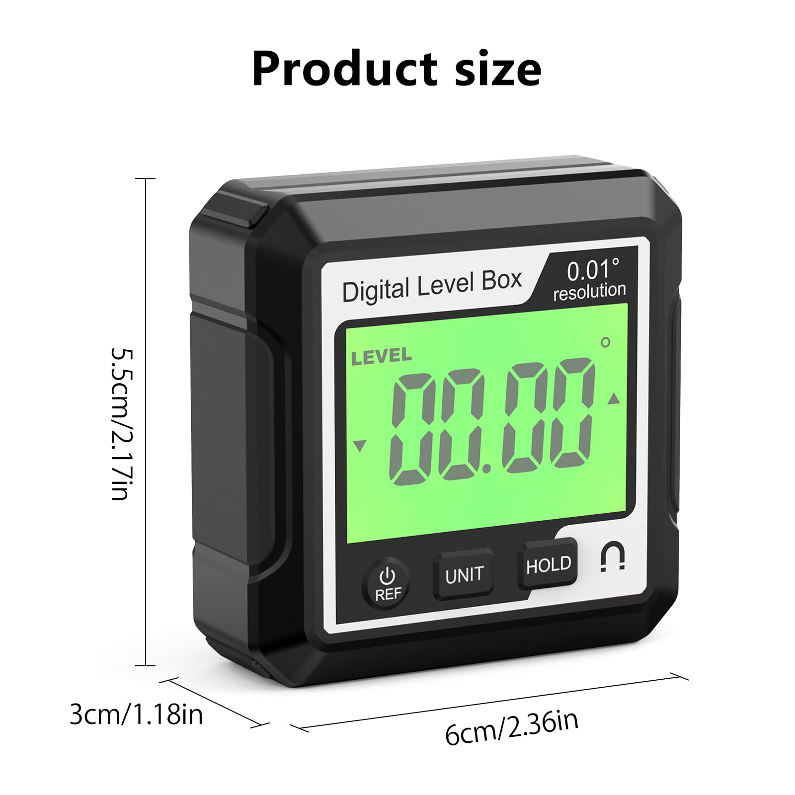 Inclinómetro Digital Abizarch Retroiluminado Portátil con Pantalla LCD Magnética