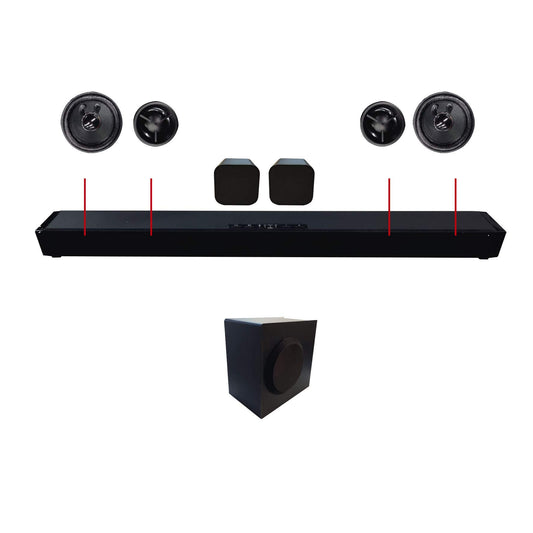 Sistema de Barra de Sonido Blackweb Negro 37" 5.1 Canales con Subwoofer Inalámbrico