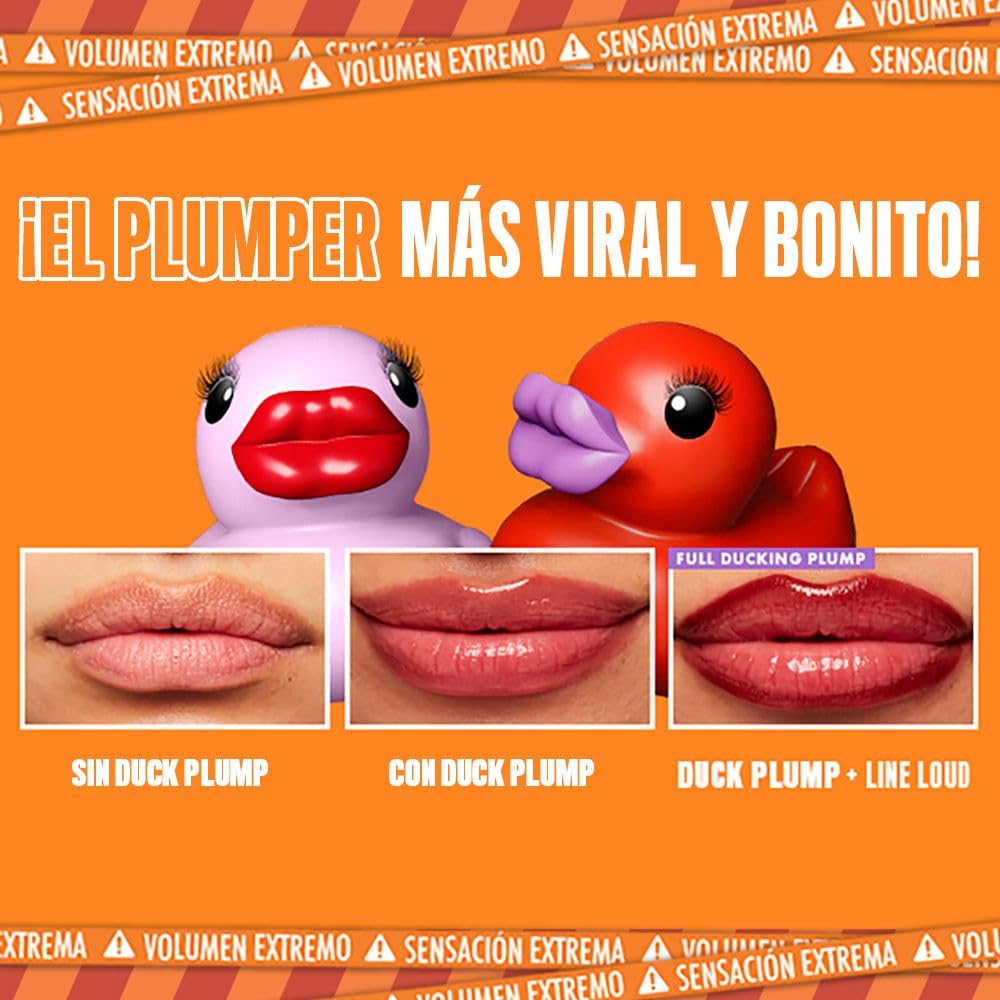 NYX Professional Makeup, Duck Plump, 7ml. Tono: Bubblegum Bae (rosa). Brillo labial voluminizador con efecto plumping para un volumen instantáneo. Gloss infusionado con jengibre picante para un volumen visible y de larga duración. Fórmula vegana.