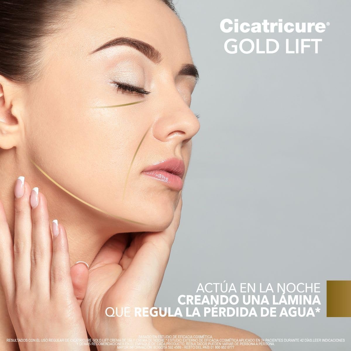 CICATRICURE - GOLD LIFT Crema de Noche. Reduce arrugas gravitacionales, mejora la elasticidad y producción de colágeno, con calcio, silicio y péptidos con oro, tarro con 50g