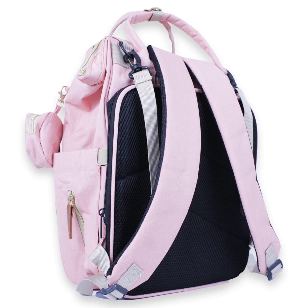 Mochila Pañalera con estación de cambio para pañales, Gran Capacidad con Múltiples Compartimentos, Bolsa Multifuncional - Rosa