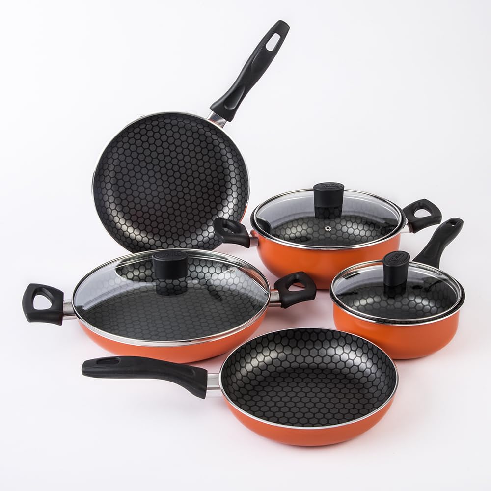 Cinsa Batería de cocina Habana 8 piezas Aluminio con antiadherente thermocell Naranja