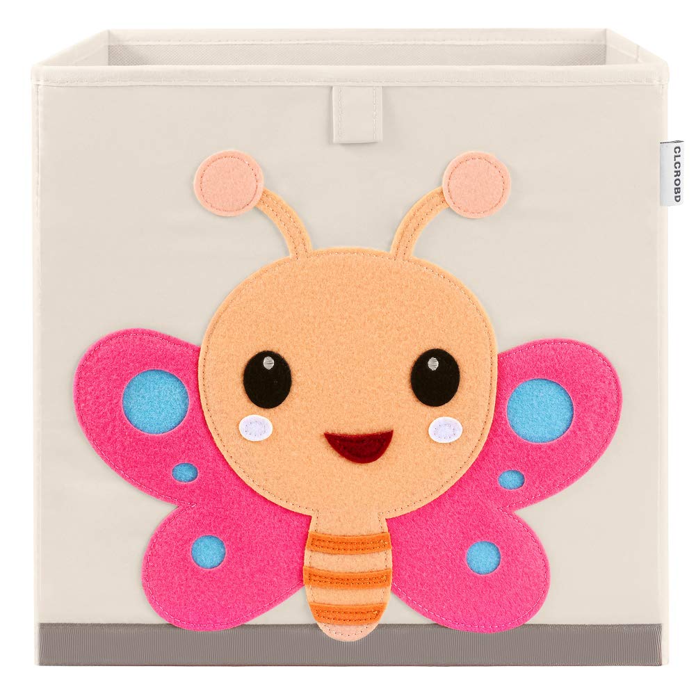 CLCROBD - Contenedores de almacenamiento de cubos de animales plegables de tela, caja/cofre/organizador de juguetes para guardería infantil, 33 cm (Mariposa)