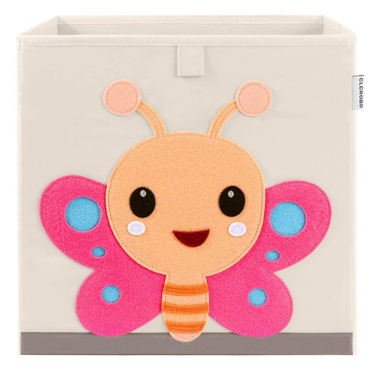 CLCROBD - Contenedores de almacenamiento de cubos de animales plegables de tela, caja/cofre/organizador de juguetes para guardería infantil, 33 cm (Mariposa)