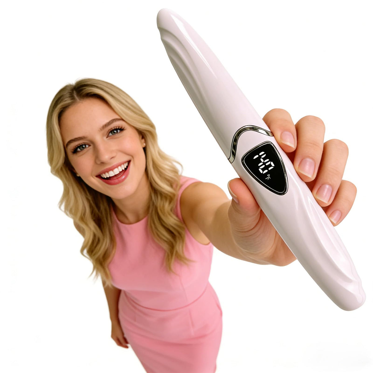 Tehoi - Rizador eléctrico de pestañas con calefacción, pantalla LED de temperatura, rango de control de 60-90 °C, recargable por USB, ideal para el cuidado natural de la belleza para mujeres (Pink+Silver)