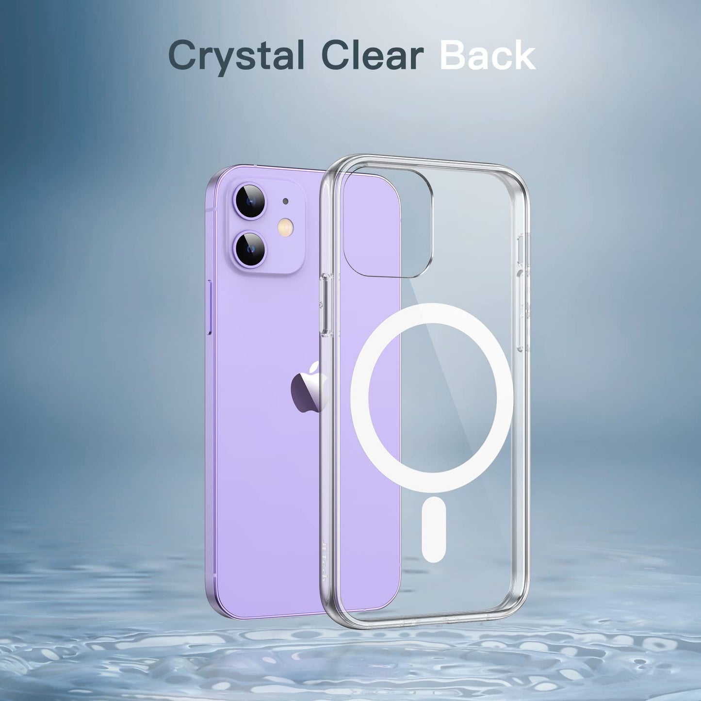 JETech Funda Magnética para iPhone 12/12 Pro 6,1 Pulgadas Compatible con MagSafe Carga Inalámbrica, Carcasa Antigolpes, Parte Trasera Transparente Anti-Arañazos (Transparente)