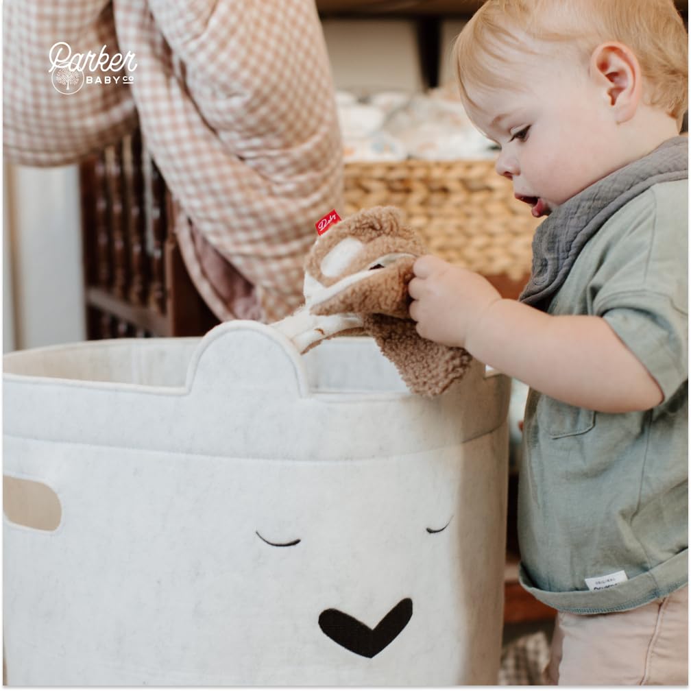 Parker Baby Bear - Cesta de lavandería de fieltro para bebé, amplia y plegable, para guardería, cesta ligera con asas flexibles y resistentes, colores neutros y se adapta a cualquier habitación