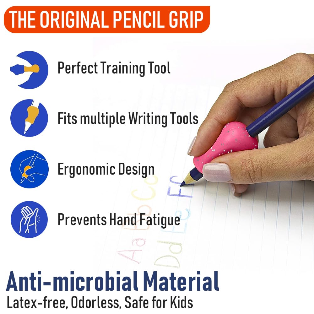 The Pencil Grip Original - Soporte ergonómico universal para escritura de derecha e izquierda, Escarcha, 6-ct