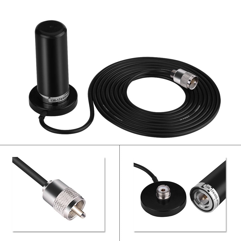 Antena de Radio Móvil Yoidesu Banda Dual VHF/UHF Alta Ganancia con Cable Base de Montaje Magnético para Vehículo