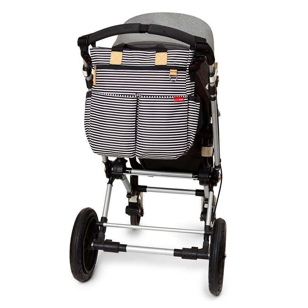 Skip Hop Messenger Diaper Bag With Matching Changing Pad, Duo Signature, Black White Stripe