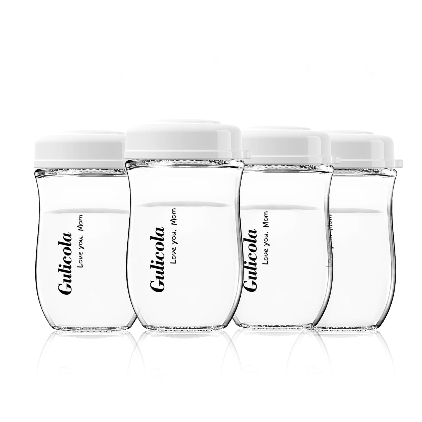 Gulicola - Botella de almacenamiento de leche para bebé, 4 unidades, color blanco