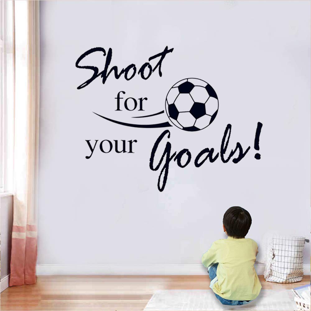 Calcomanías de fútbol "Shoot for Your Goals", arte de pared con calcomanías de balón de fútbol para habitación de niños, pegatina de vinilo de fútbol para recámara de niños, sala de juegos, sala de