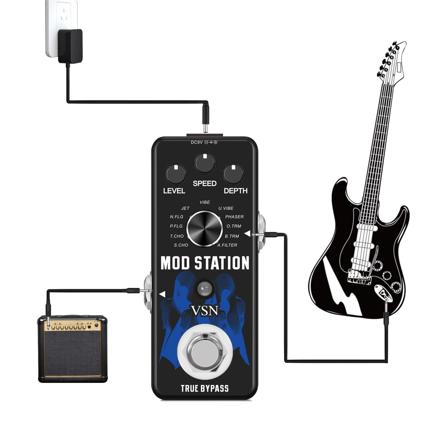 Pedal de Efecto para Guitarra VSN Modulation Digital True Bypass 11 Tipos Classic para Eléctrica