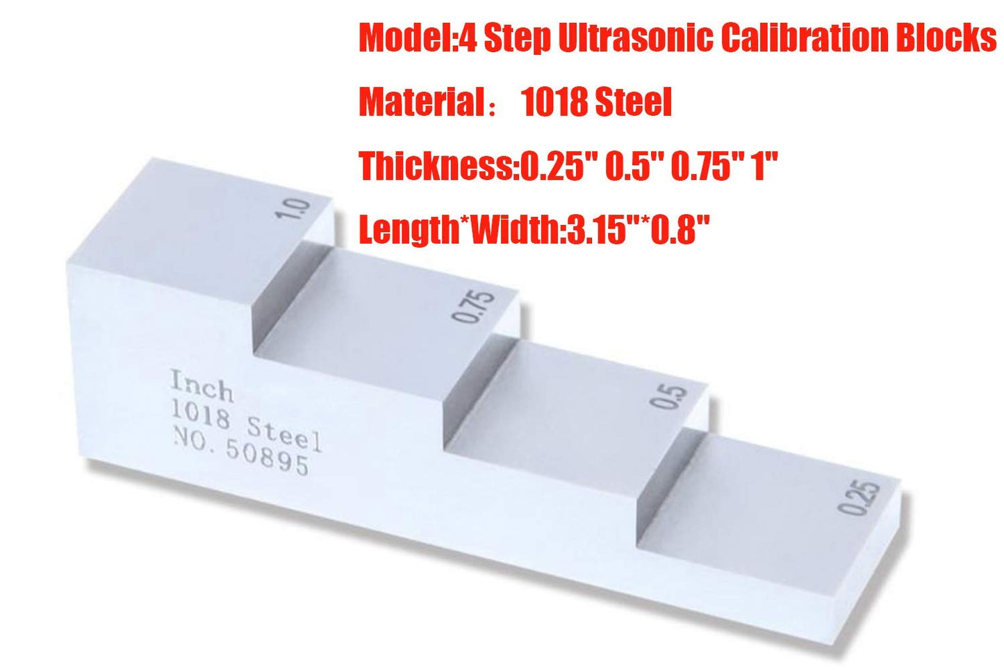 Bloque De Calibración De Medidor De Espesor Ultrasónico 0.25 0.5 0.75 1 Para Espesor Y Linealidad En Pruebas NDT Con Acero 1018