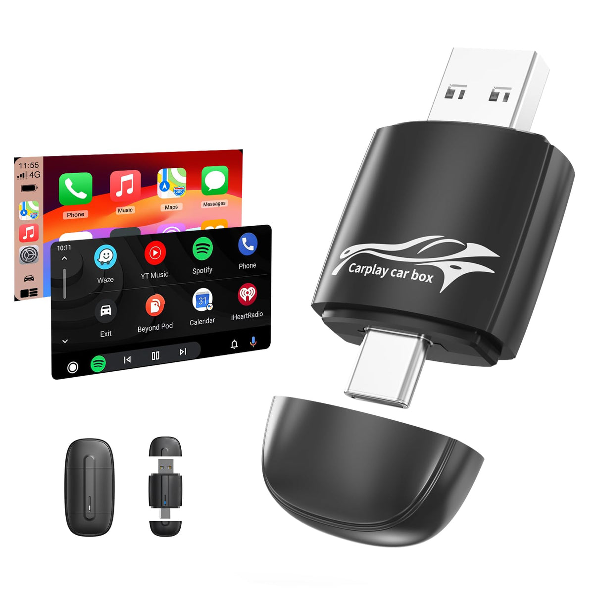 Adaptador Inalámbrico CarPlay Apple para Convertir CarPlay con Cable a Inalámbrico Compatible con iOS 10+ y Autos 2017+ Conexión Estable