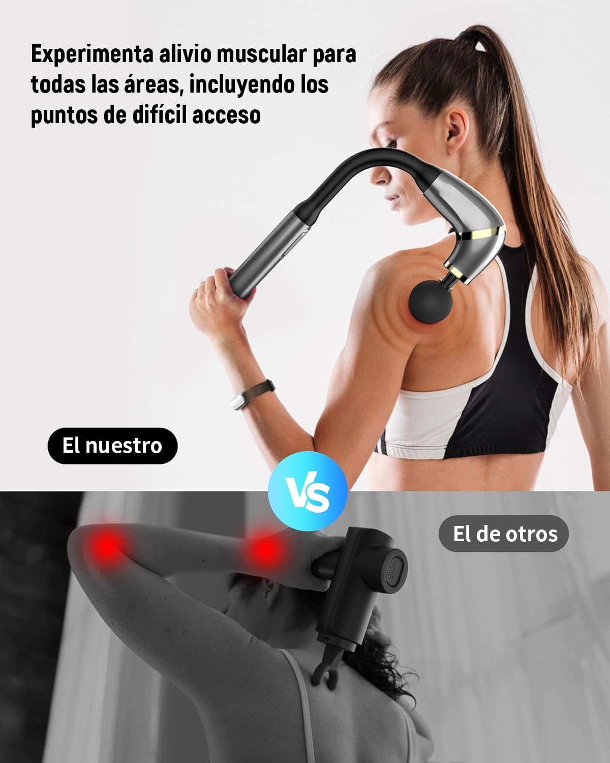 Masajeador de Espalda, Pistola de Masaje Muscular Portátil, Mini Pistola Masajeadora Muscular, Ajustable para Masaje de Tejido Profundo, Massage Gun para Fisioterapia y Relajación Muscular