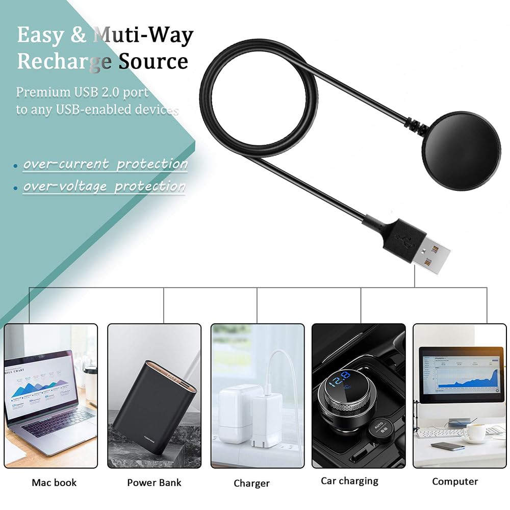 USTIYA Cargador para Samsung Galaxy Watch 8/7/FE/6/Classic/Ultra/Watch 5/5 Pro/4/3/Active/Active2 (SM-R880/SM-R890/SM-R900/SM-R910/SM-R920) Adaptador de USB