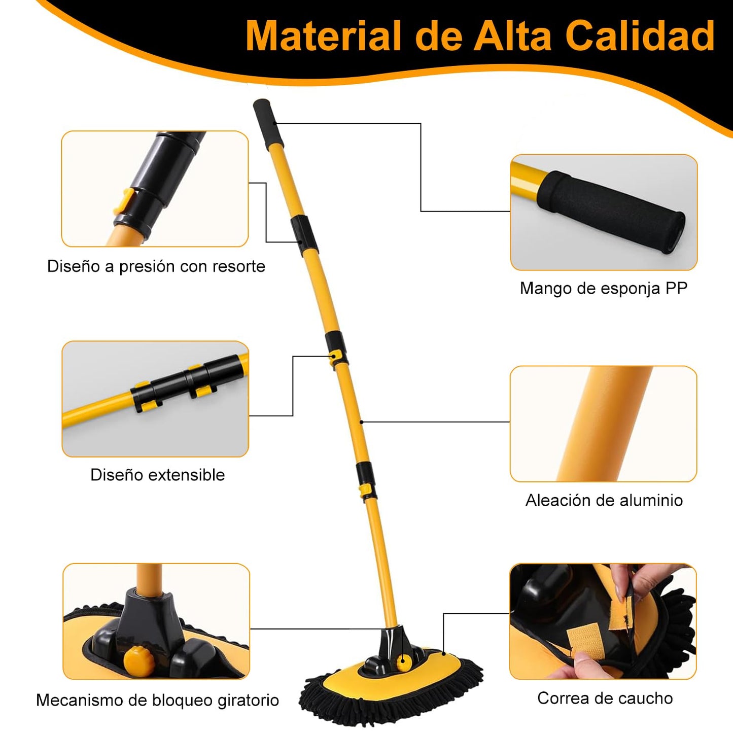Cepillo Chenilla PANGP Azul con Mango Extensible para Limpieza de Carros, SUV y Camiones