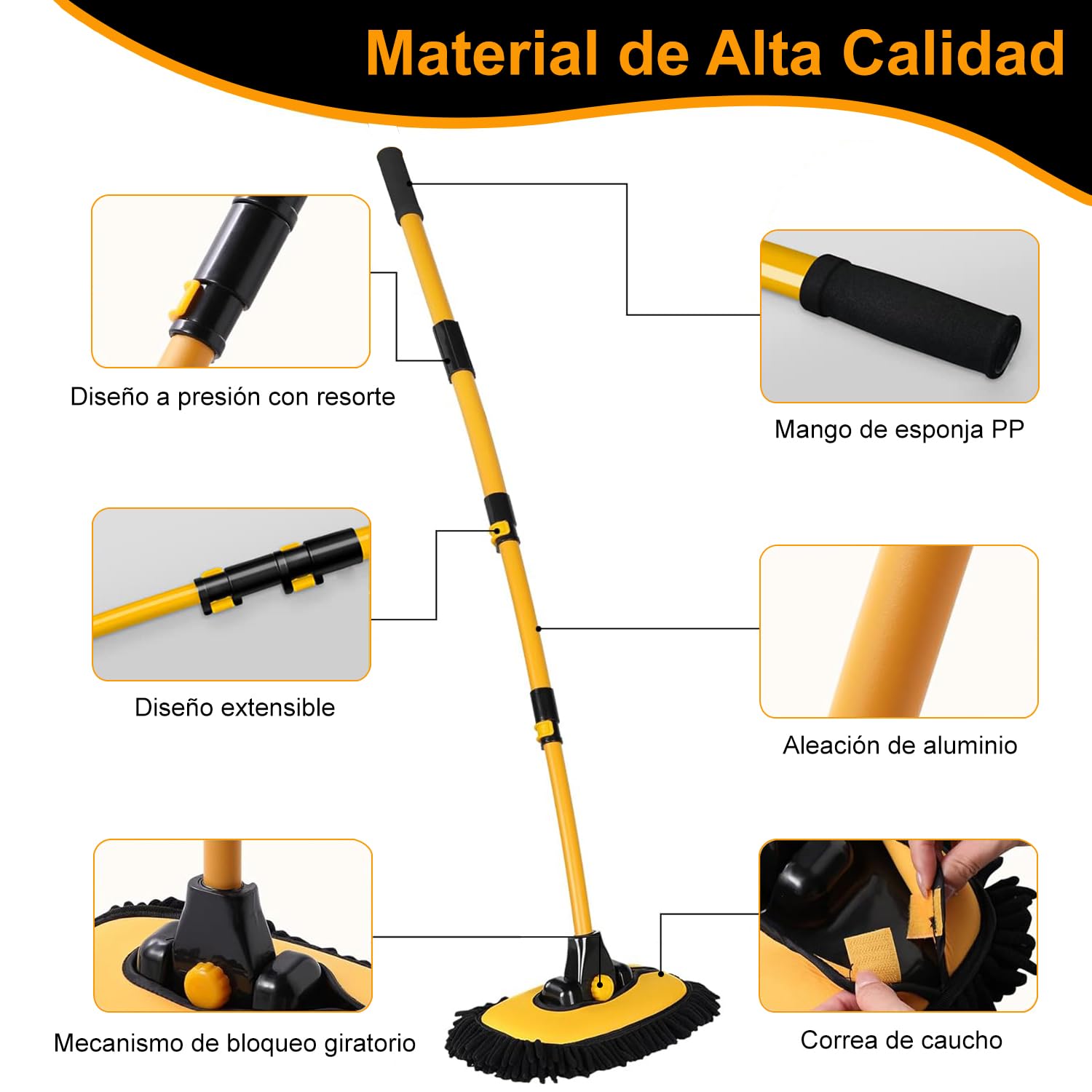 Cepillo Chenilla PANGP Azul con Mango Extensible para Limpieza de Carros, SUV y Camiones