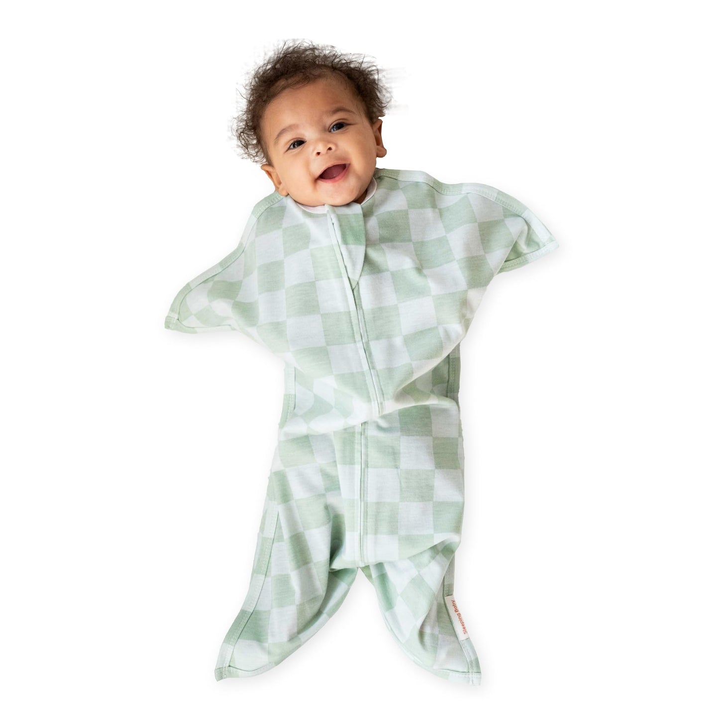 SleepingBaby Zipadee-Zip Transition Swaddle - Manta para bebé con cremallera para mayor comodidad - Manta portátil espaciosa para cambios de pañal fáciles - Verde mar/Azul, XS (3-6 Meses)