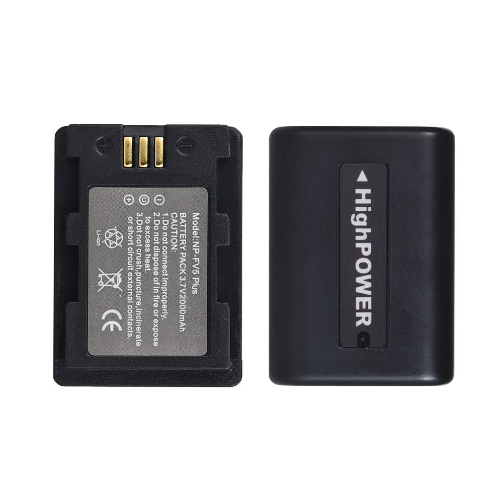 Batería Recargable Andoer NP-FV5 Plus 3.7 V 2000 mAh para Videocámara Sony DV en Paquete de 2