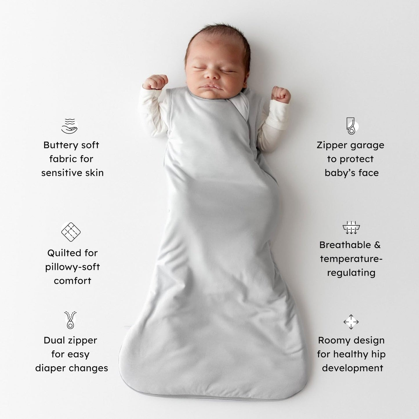 Sleeping Bag for Toddlers 6-18 Months - Made of Soft Bamboo Material - 1.0 Tog - Storm