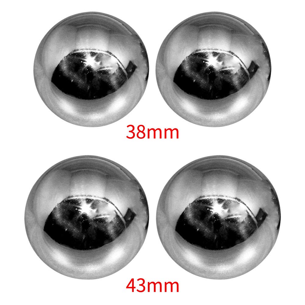 Denpetec 2 bolas de baoding, bolas de estrés chinas para ejercicio de salud con caja de meditación y masaje de mano (plata, diámetro de 1.7 pulgadas, color de caja al azar)