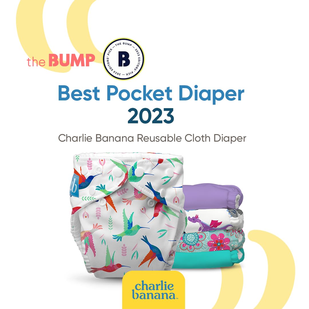 CHARLIE BANANA Pañales De Tela Reutilizables, Lavables, Ajustables, Talla Única, Para Bebés Y Niños Pequeños, Con Insertos Absorbentes, Paquete De 5
