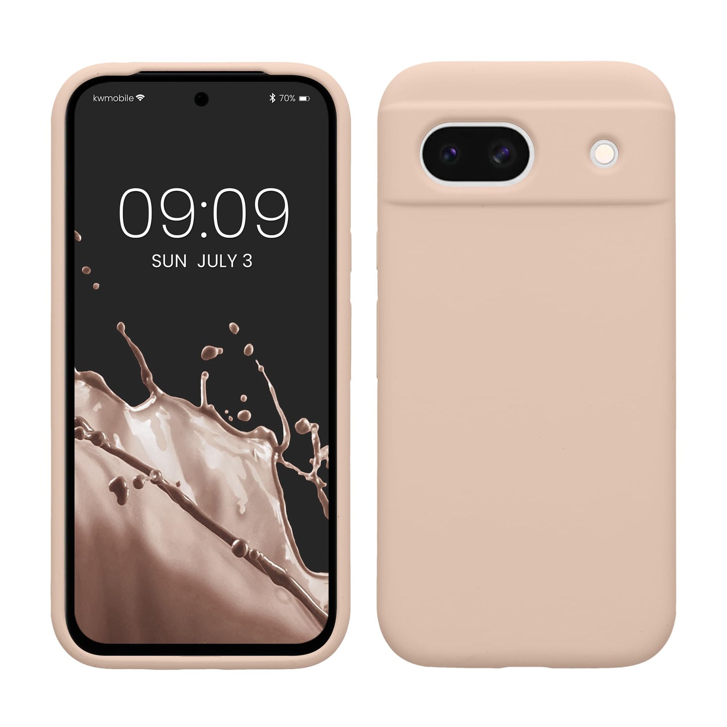 kwmobile Carcasa Compatible con Google Pixel 8a Funda - Case TPU y Silicona antigolpes - Apto Carga inalámbrica - Beige Rosa Claro