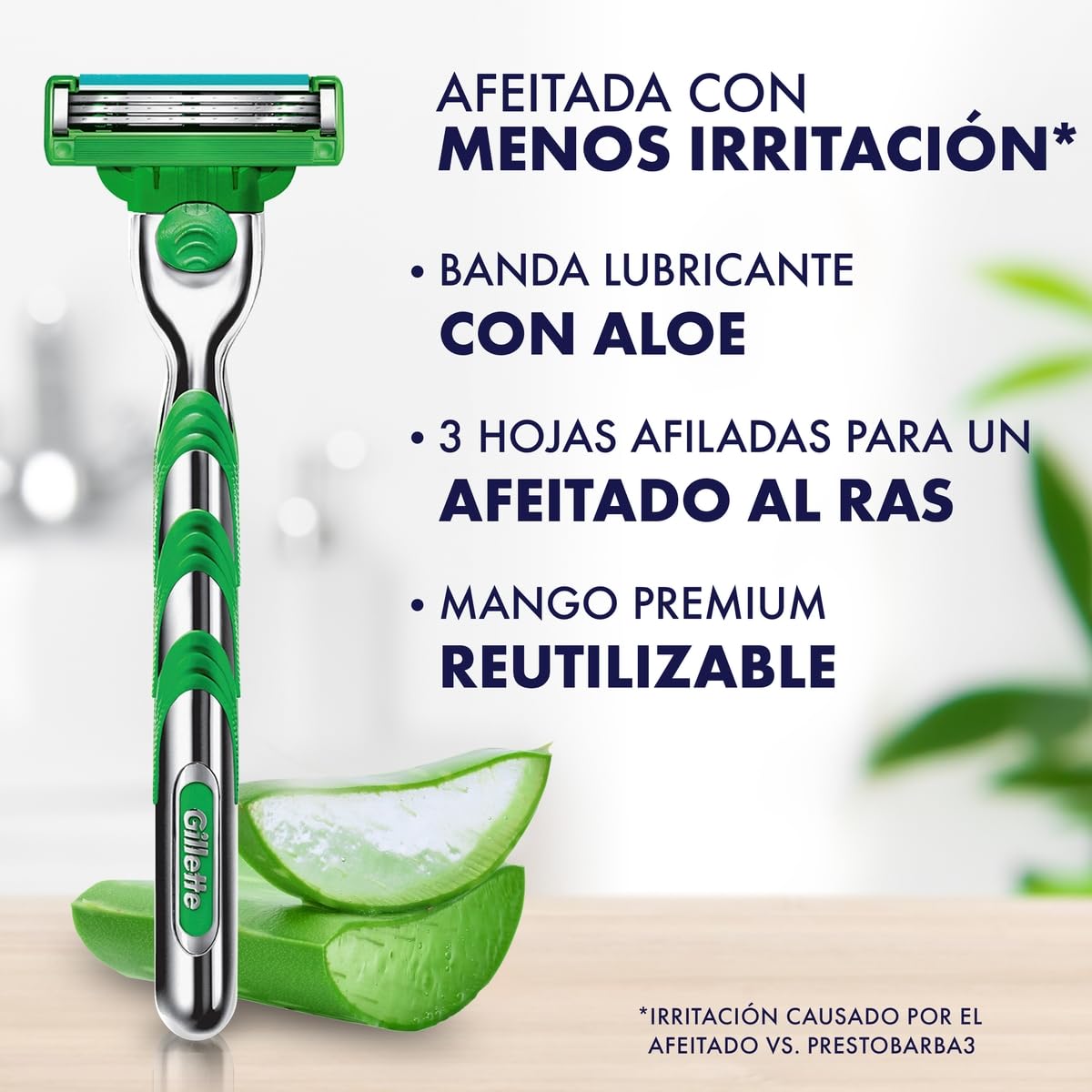 GILLETTE Mach3 Sensitive, Rastrillo para Afeitar Reutilizable, 8 Cartuchos con 3 Hojas para Rasurar, Rastrillo para Hombre con Piel Sensible