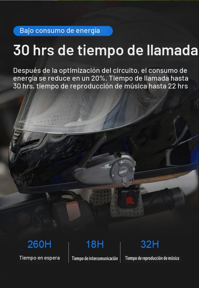 Auricular Bluetooth iSunergy Q7 Impermeable con Reducción de Ruido para Casco Integral 7 Riders 750mAh Conectable con App SafeRiding