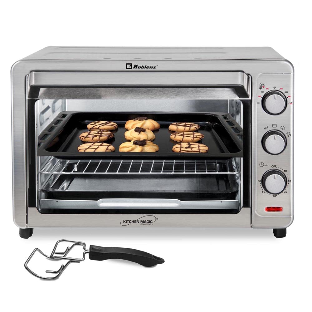 Horno Eléctrico de Convección Koblenz, 9 Rebanadas, 32 L, Timer de 60 Minutos y 3 Programas de Cocción que Permiten Asar, Gratinar, Dorar y Tostar, 1500W, 3 Accesorios, Acero Inoxidable (HKM-1500 S)