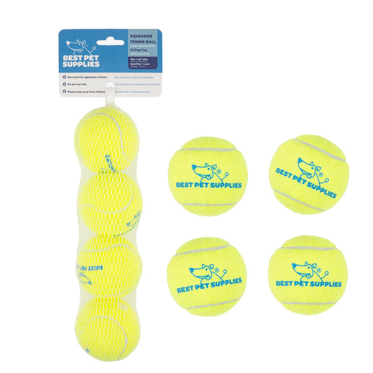 Best Pet Supplies - Juguetes de Tenis chirriantes para Perros, Paquete de 4, Juguetes interactivos de Alta Resistencia para lanzar y Buscar, apoya el Ejercicio y el Entrenamiento de Comportamiento