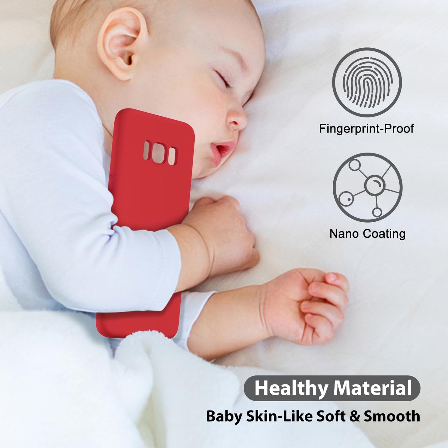 oakxco - Funda de silicona diseñada para Samsung Galaxy S8, funda de gel de goma suave para mujeres y niñas, delgada, delgada, flexible, TPU protector de 5.8 pulgadas, color rojo