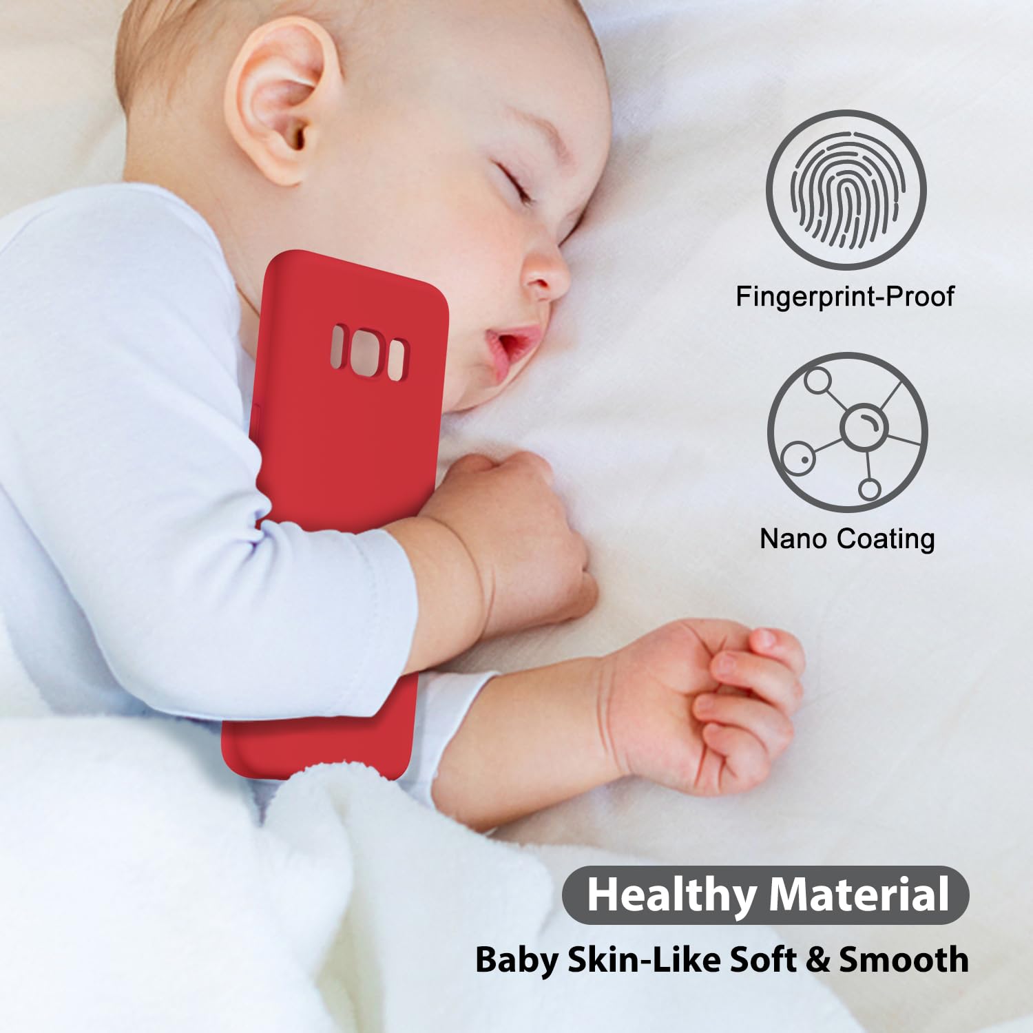 oakxco - Funda de silicona diseñada para Samsung Galaxy S8, funda de gel de goma suave para mujeres y niñas, delgada, delgada, flexible, TPU protector de 5.8 pulgadas, color rojo