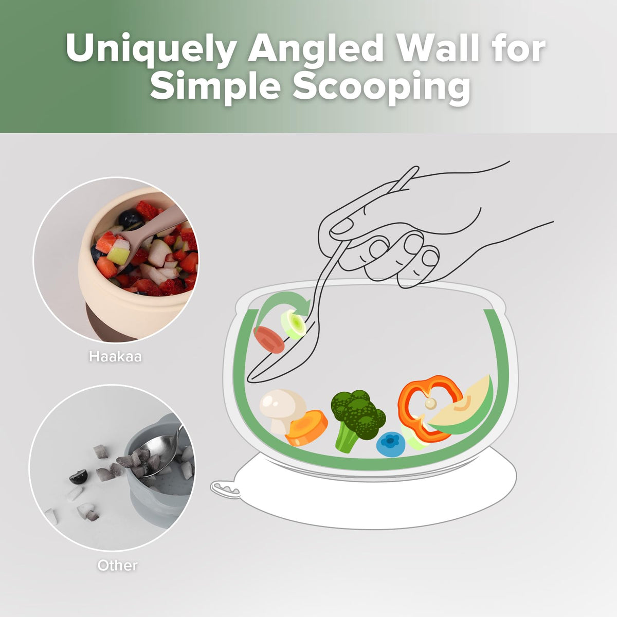 haakaa - tazón de silicona para hongos para bebé, tazón de alimentación de bebé y cubiertos Bendy, color nogal
