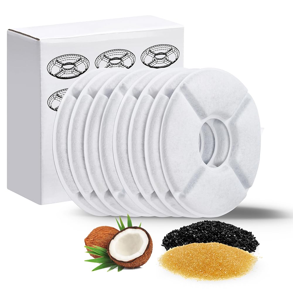 Filtros para Fuente Agua Mascotas Gatos Filtro de Carbon Activado Sistema Triple Filtracion Paquete 8