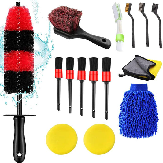 Juego de 15 Cepillos para Detalles Limpieza de Coche - Cepillos para Rueda, Kit de Limpieza de Coche, Kit Profesional de Cuidado de Coche, para Limpiar Ruedas de Coche y Exterior Interior (15PCS)