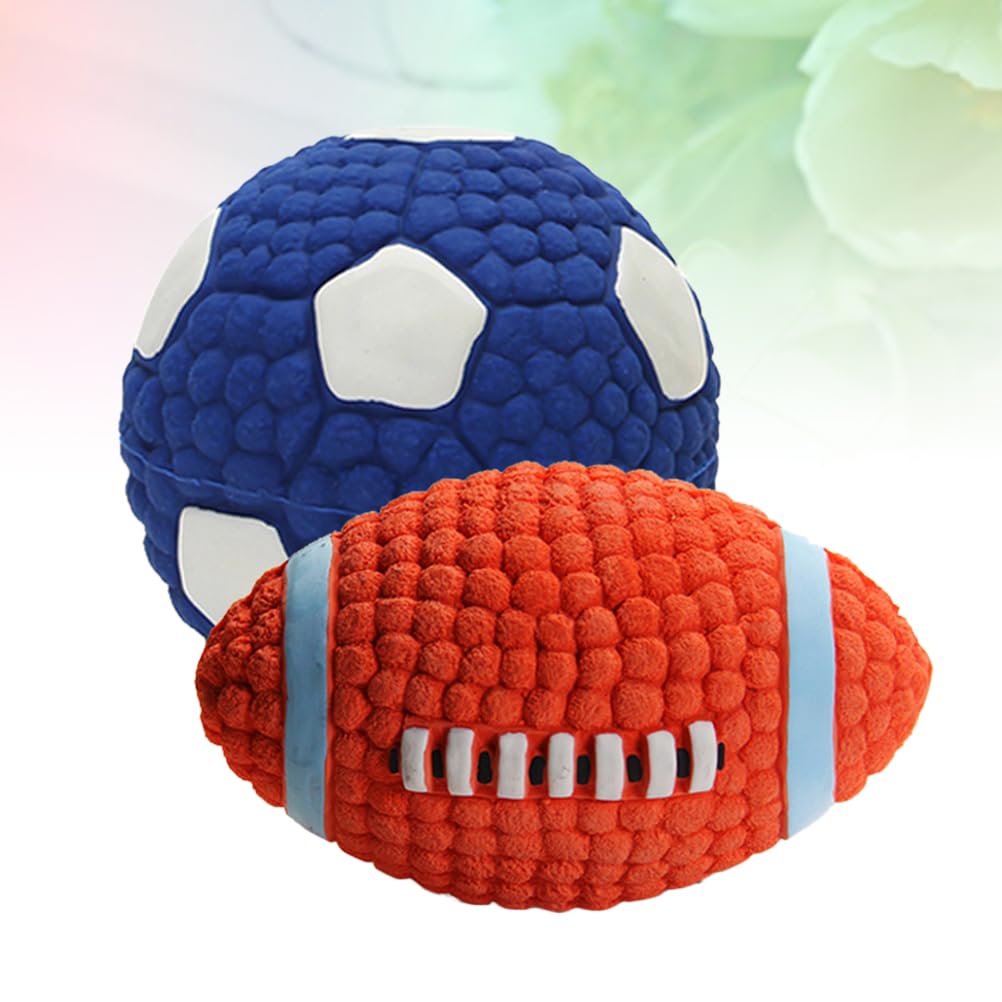 FOMIYES 2 Piezas balones de fútbol para Perros Masticar Perro fútbol Americano Juguetes para Perros Grandes Juguete para Masticar Mascotas vocalizar Cachorro