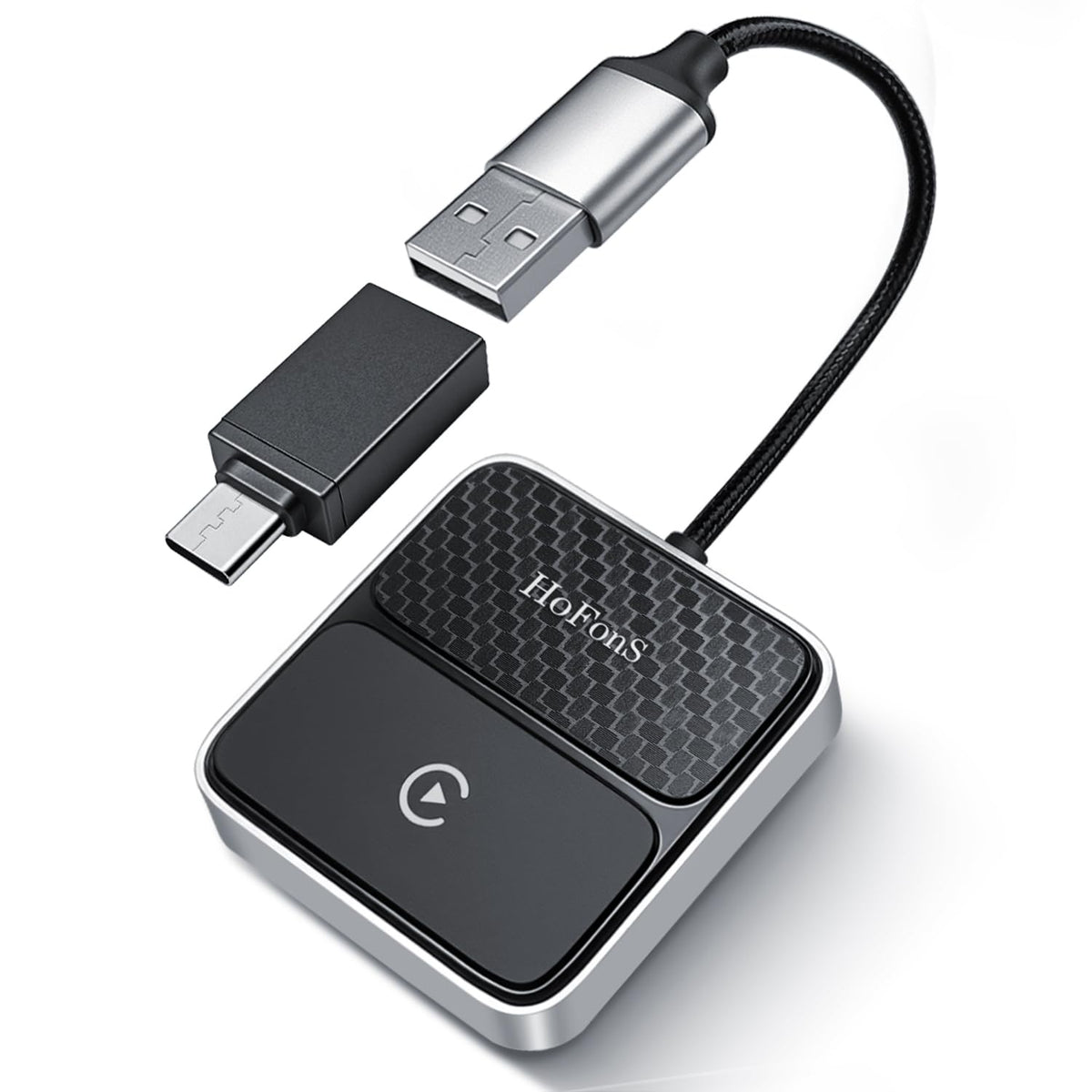 Adaptador Inalámbrico Carplay HoFonS Blanco para iPhone con USB y Bluetooth