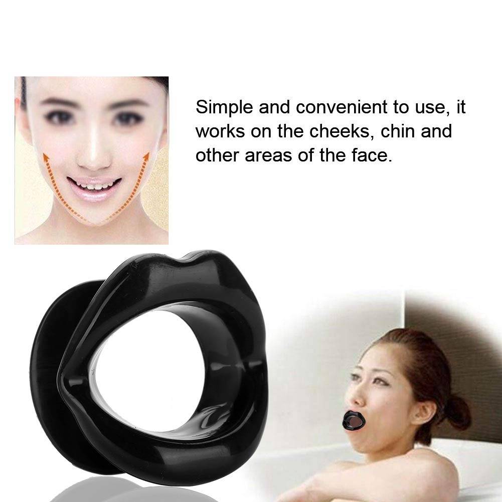 Dispositivo de Mejora de Labios y Ejercitador Facial en Silicona, Antiarrugas y Tensor Muscular (Negro)